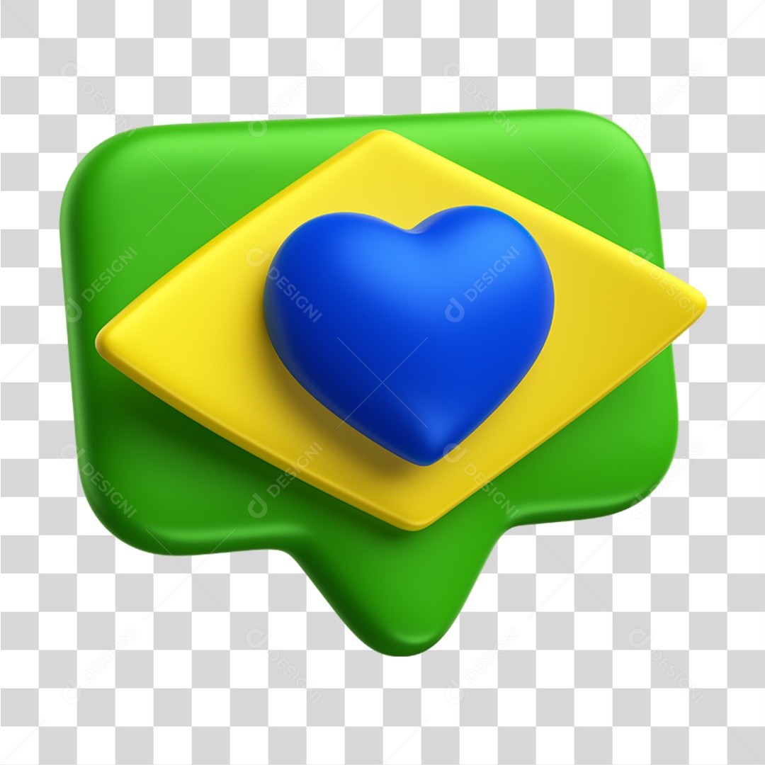 Elemento 3D Bandeira do Brasil PNG Transparente