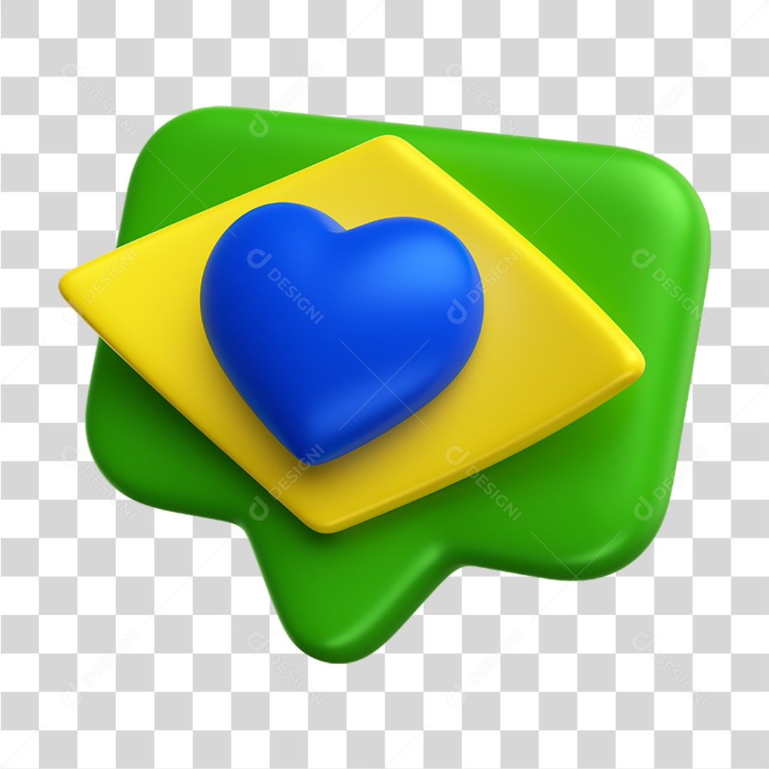 Elemento 3D Bandeira do Brasil PNG Transparente