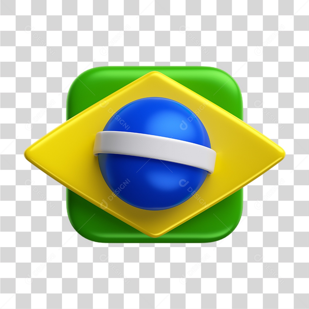 Elemento 3D Bandeira do Brasil PNG Transparente