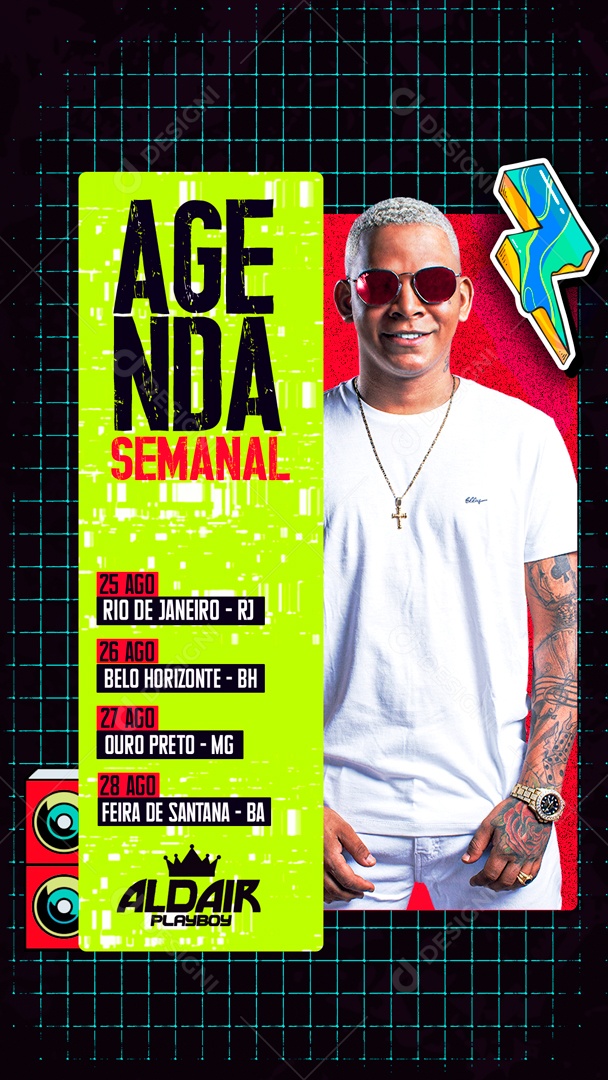 Flyer Story Agenda Semanal Aldair PlayBoy Social Media PSD Editável