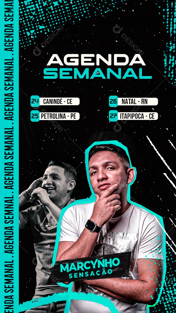 Social Media Flyer Story Agenda Semanal Marcynho Sensação PSD Editável