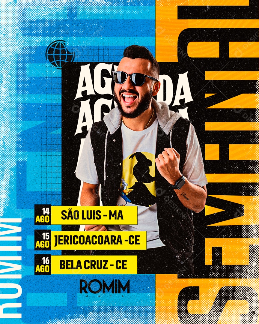 Social Media Flyer Feed Agenda Semanal Romi Mata PSD Editável