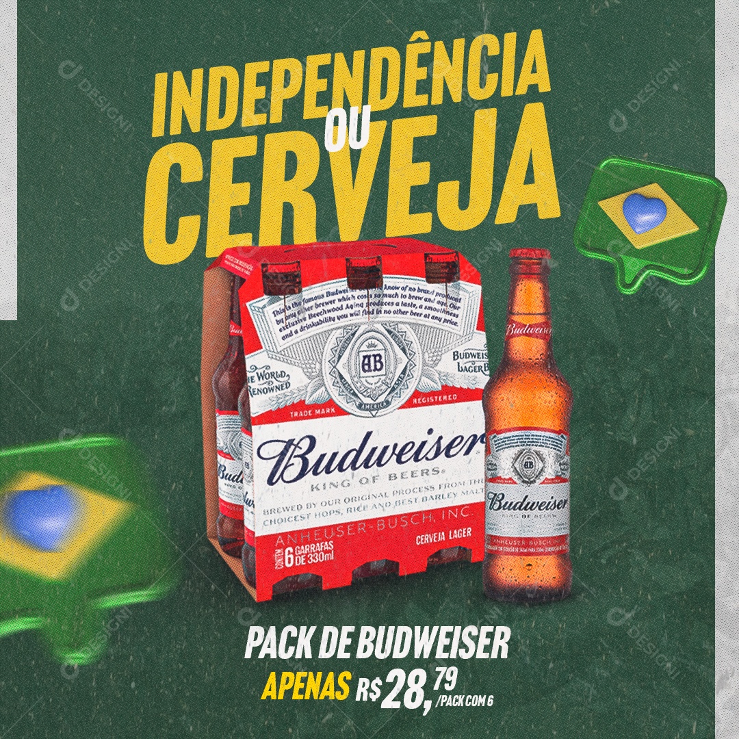 Social Media Independência ou Cerveja Pack De Budweiser PSD Editável