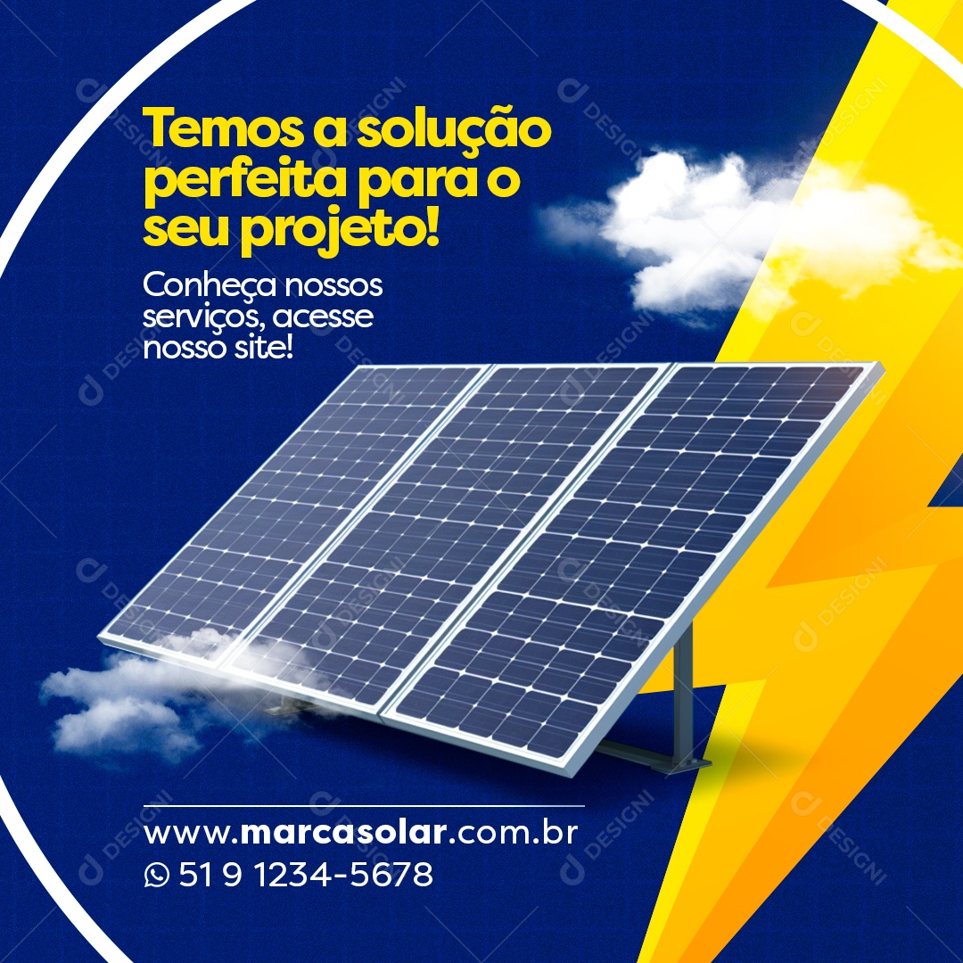 Social Media Temos a Solução Perfeita Para o Seu Projeto Energia Solar PSD Editável