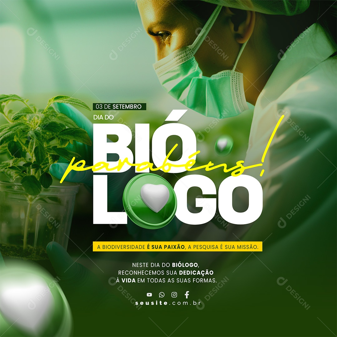 Dia Do Biólogo 03 De Setembro Biodiversidade Social Media PSD Editável