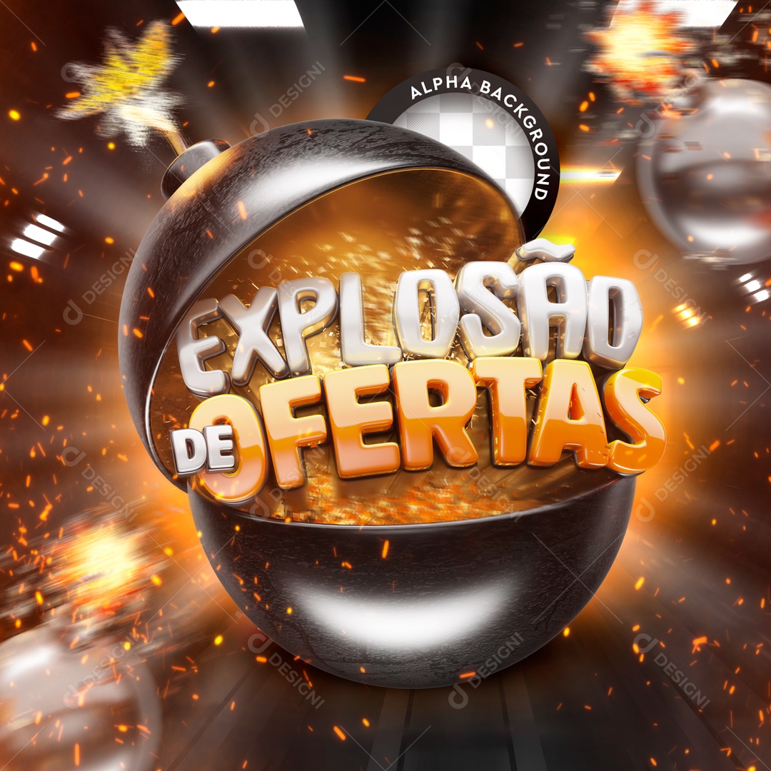 Selo 3D Explosão De Ofertas Para Composição PSD