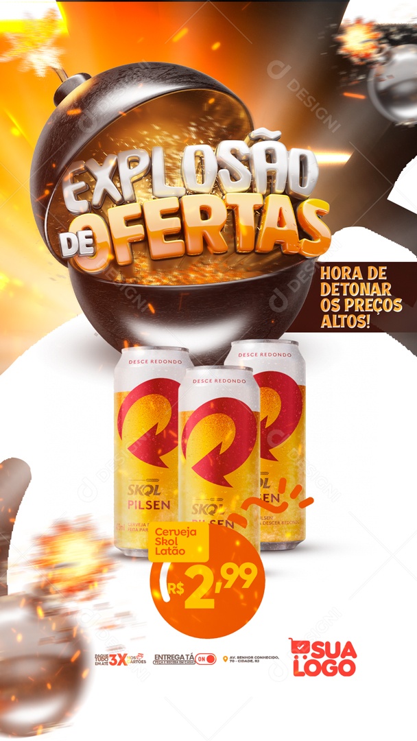 Social Media Story Explosão De Ofertas Cerveja Skol PSD Editável