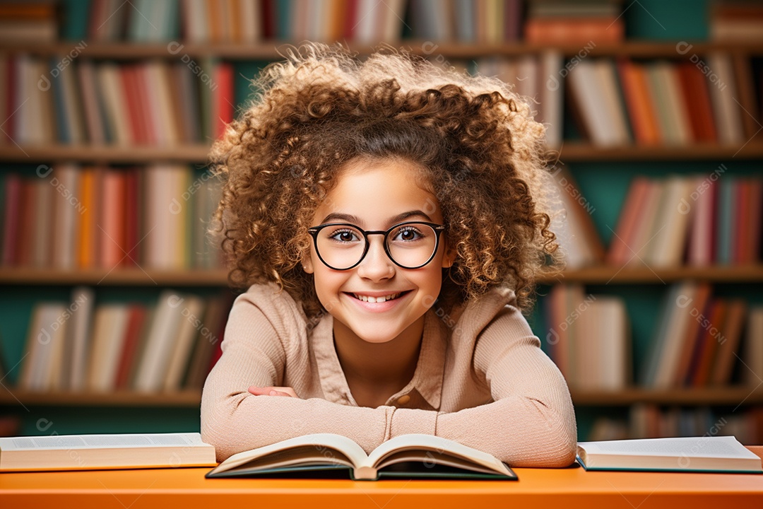 Linda menina estudante sorridente