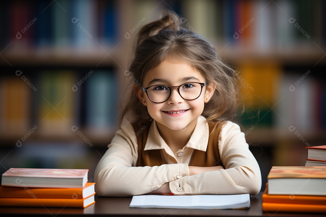 Linda menina estudante sorridente