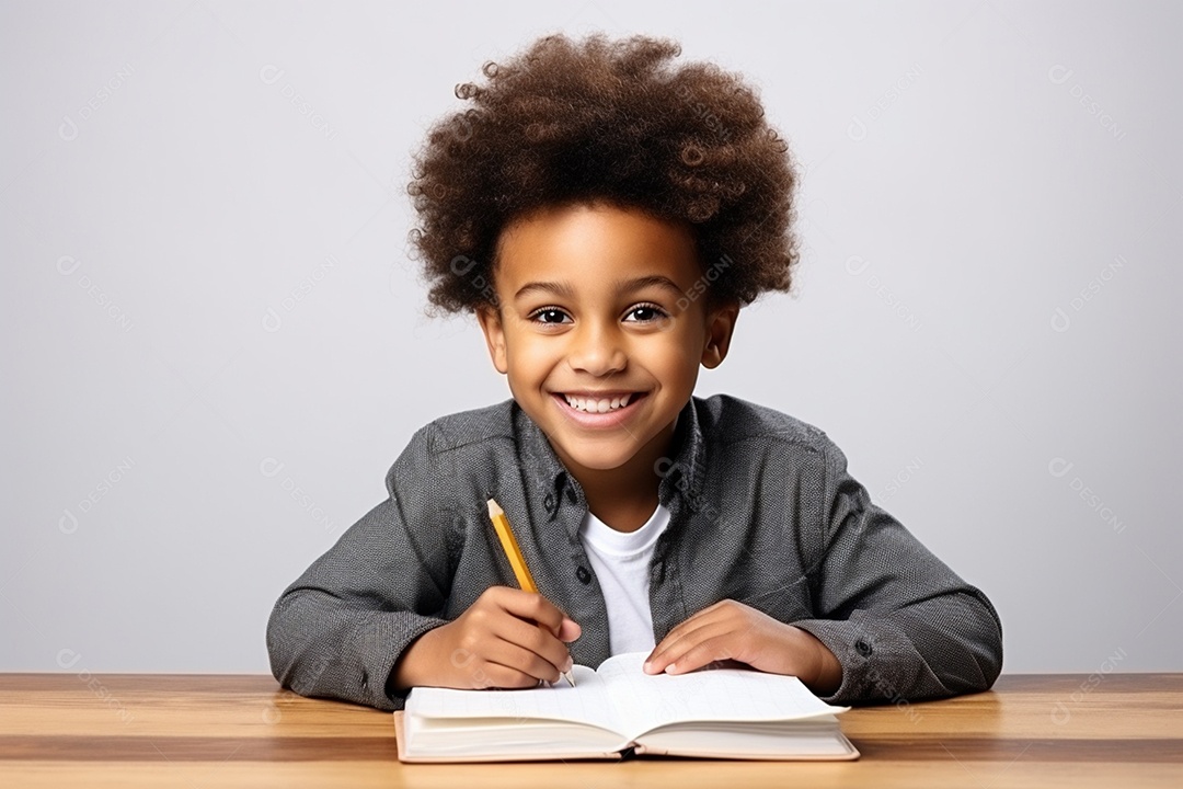 Lindo menino estudante sorridente