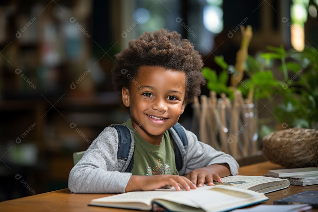 Lindo menino estudante sorridente