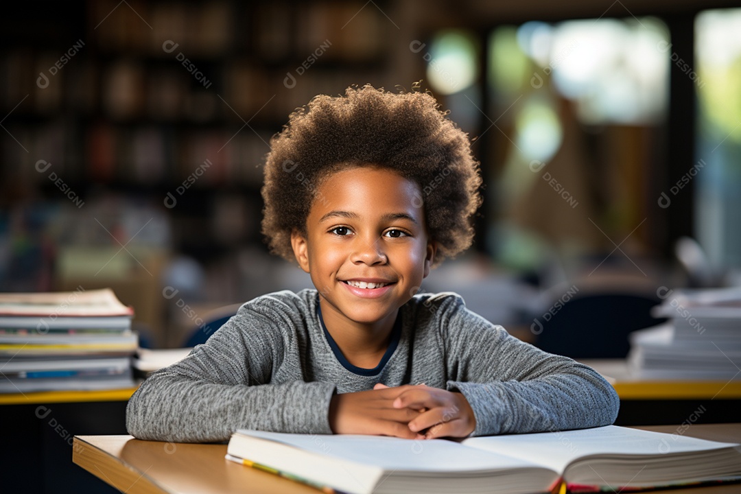 Lindo menino estudante sorridente