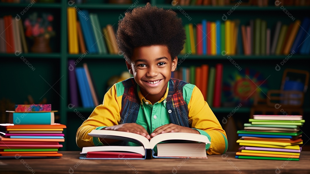 Lindo menino estudante sorridente