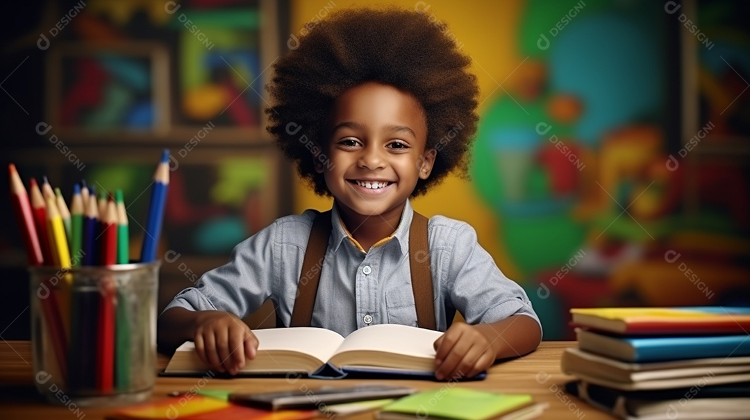 Lindo menino estudante sorridente