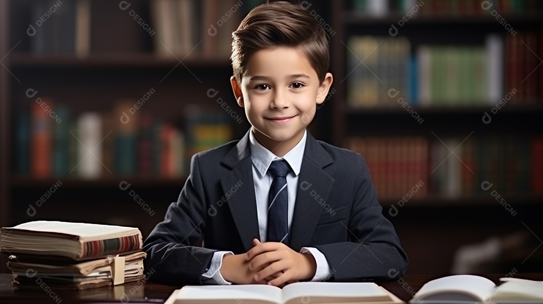 Lindo menino estudante sorridente