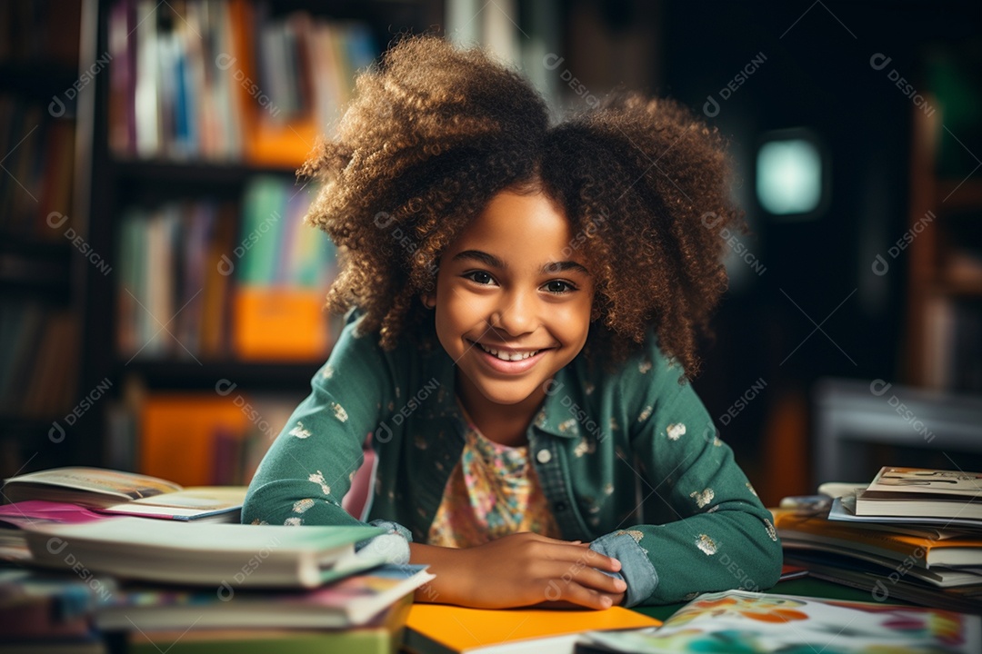 Linda menina estudante sorridente