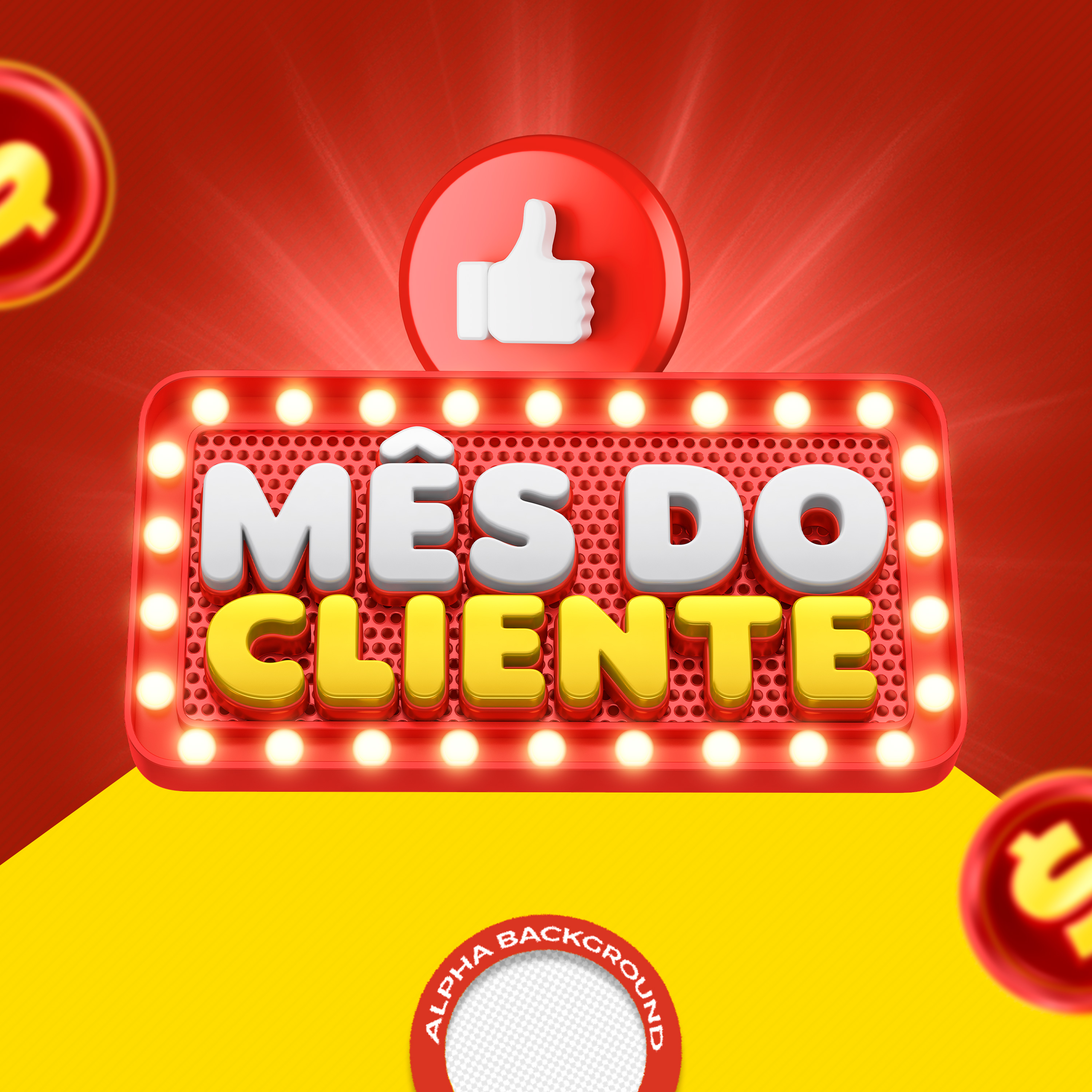 Selo 3D Mês Do Cliente Para Composição PSD