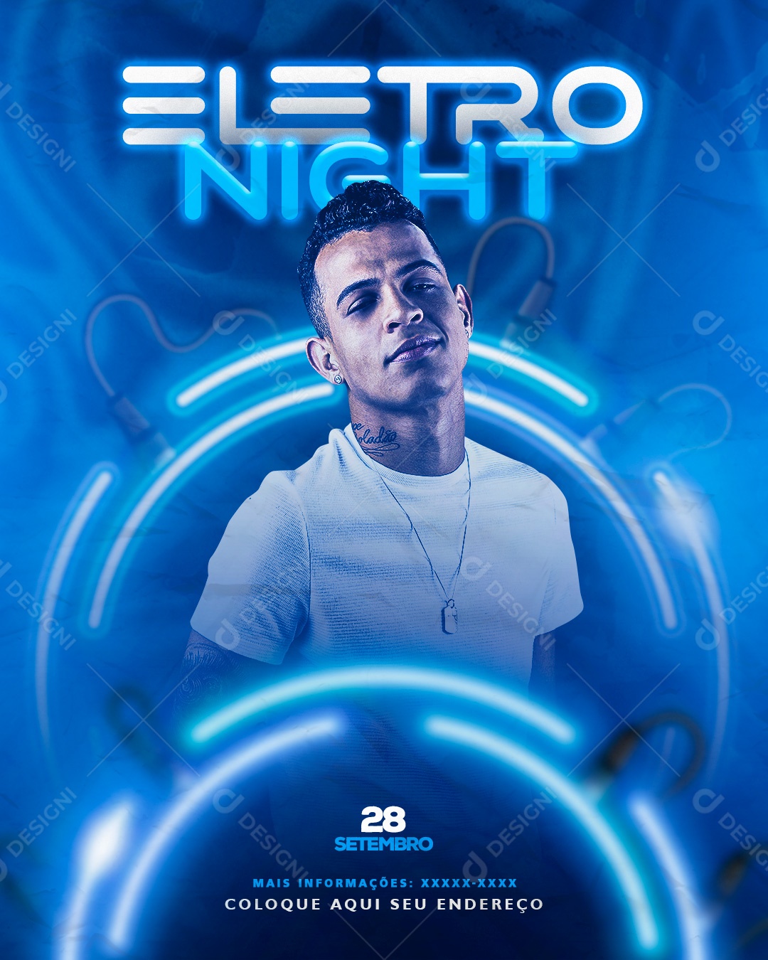 Social Media Flyer Feed Eletro Night PSD Editável