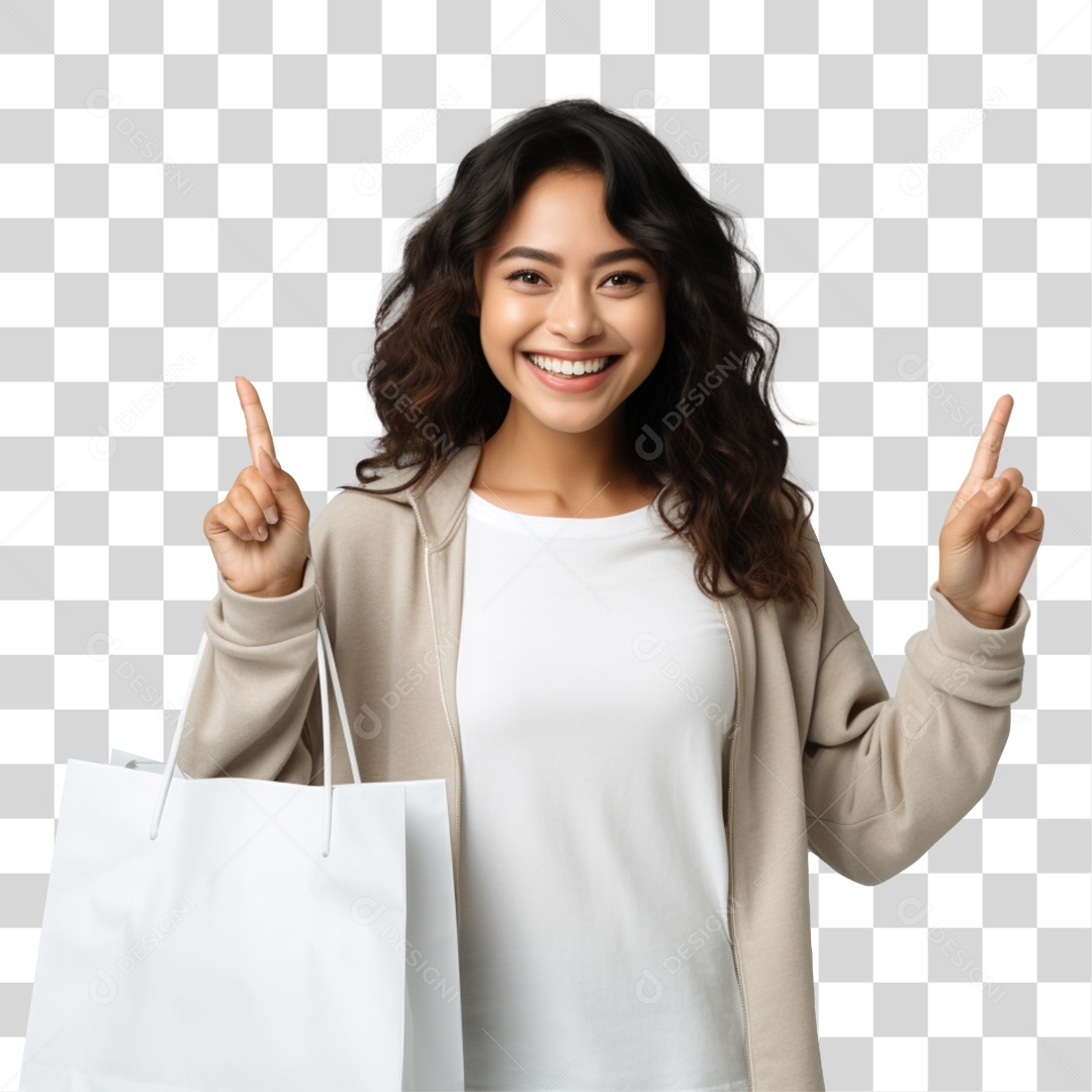 Mulher com Sacola de Compras PNG Transparente