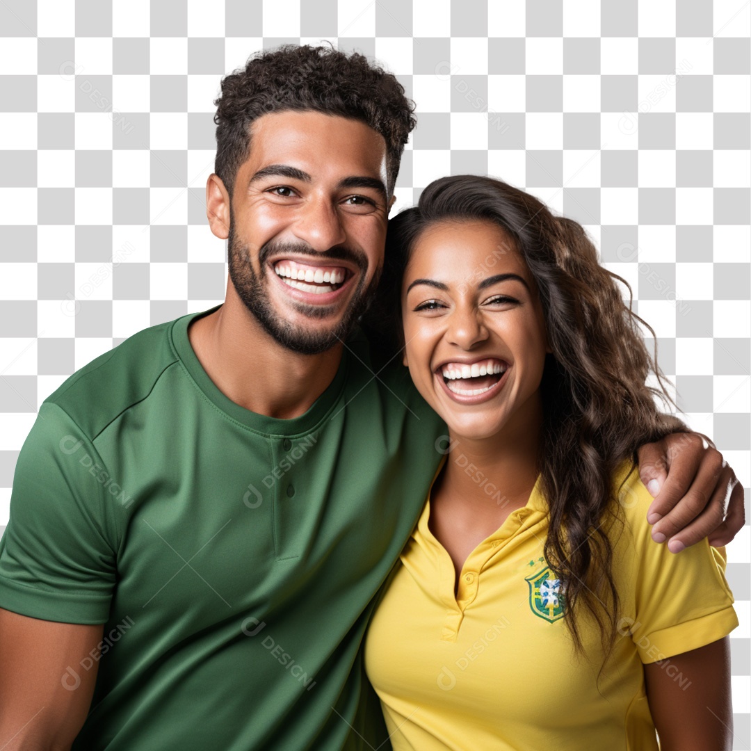Homem e Mulher Com Camisa do Brasil PNG Transparente