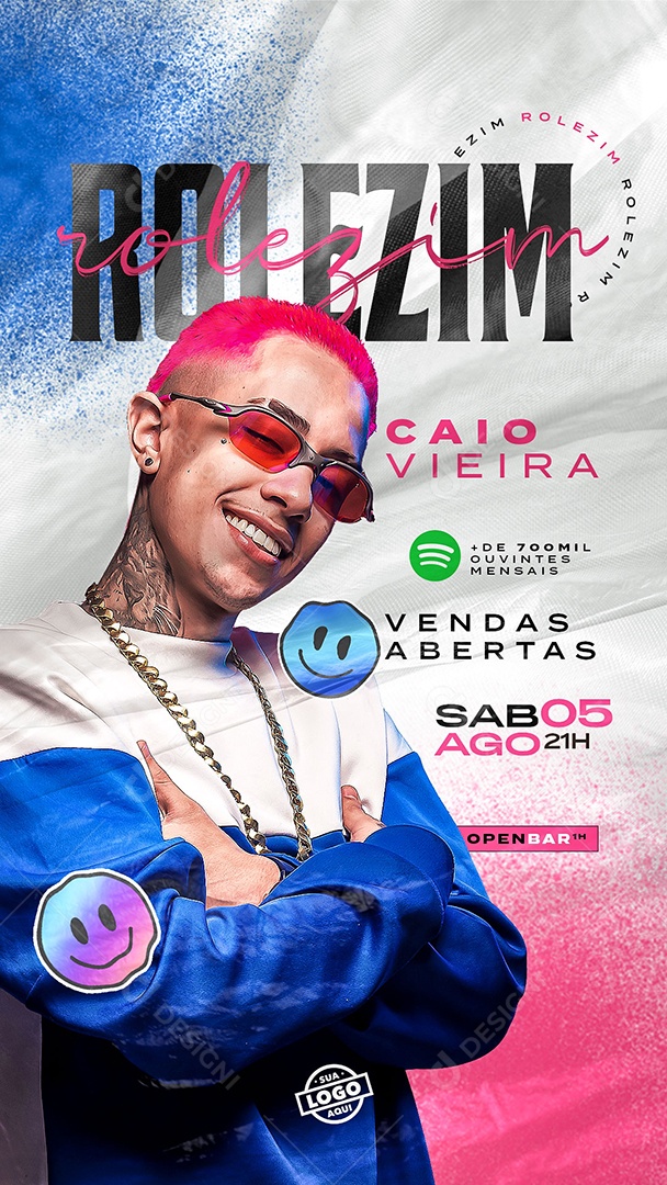 Flyer Story Rolezim Caio Vieira Social Media PSD Editável