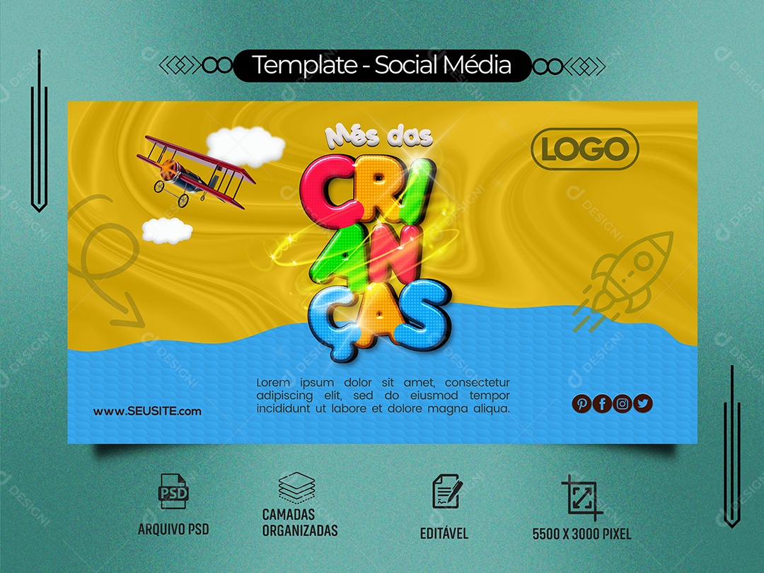 Banner Mês Das Crianças Social Media PSD Editável