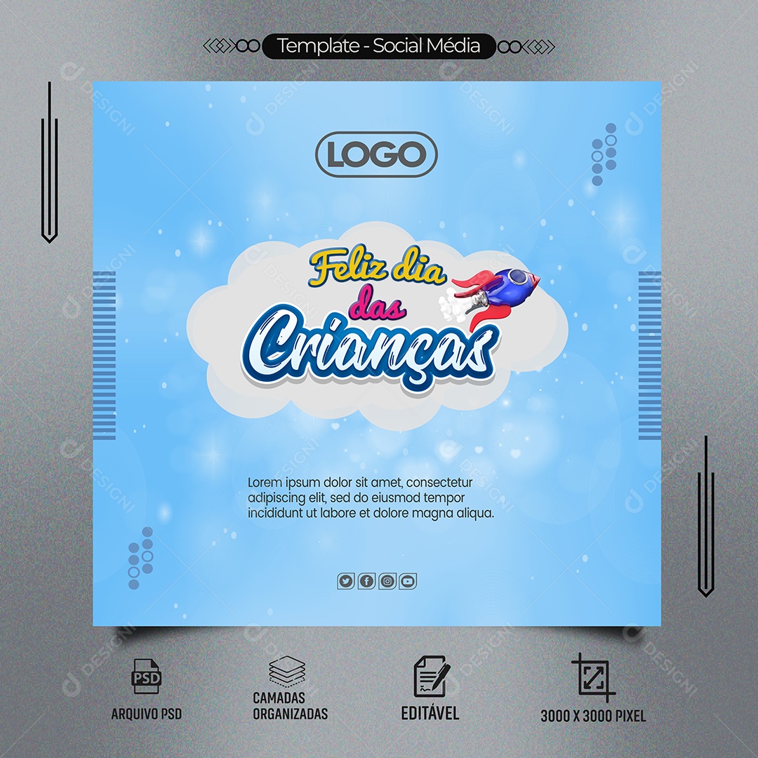 Social Media Feed Feliz Dia Das Crianças PSD Editável
