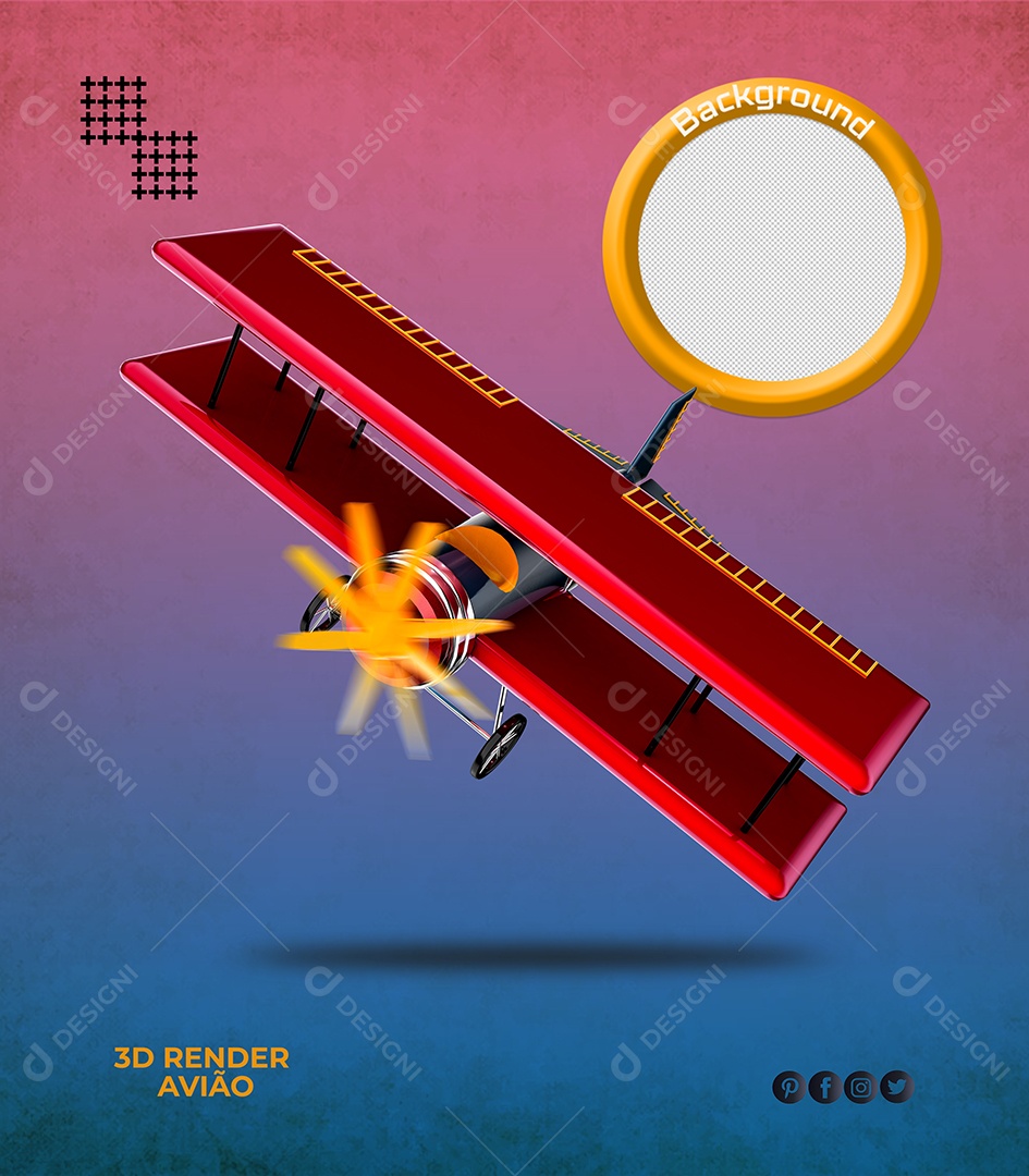 Avião Elemento 3D Para Composição PSD