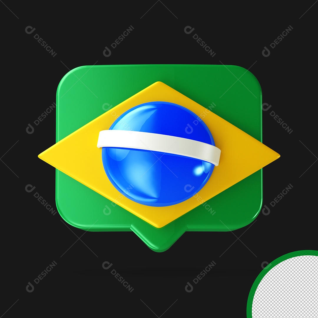 Elemento 3D Like Brasil Para Composição PSD