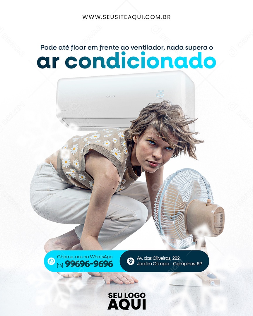 Pode Até Ficar em Frente ao Ventilador nada Supera o Ar Condicionado Social Media PSD Editável
