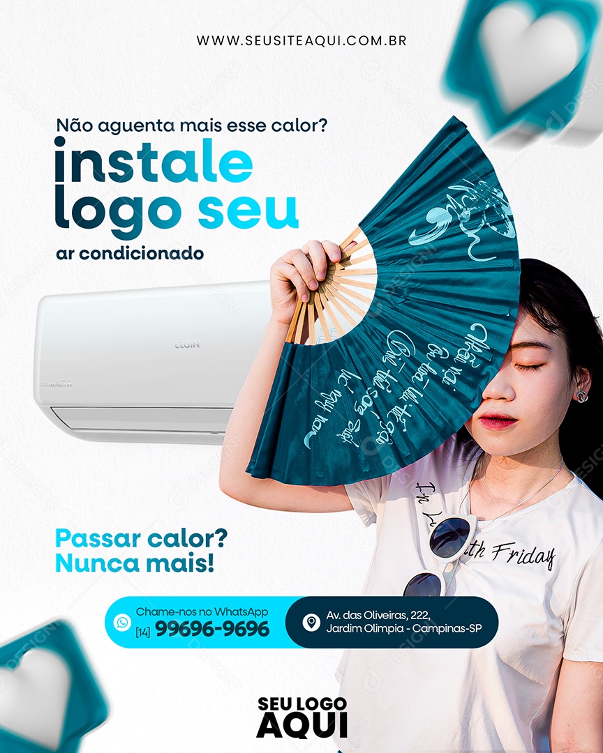 Ar Condicionado Não Aguenta mais esse Calor Social Media PSD Editável