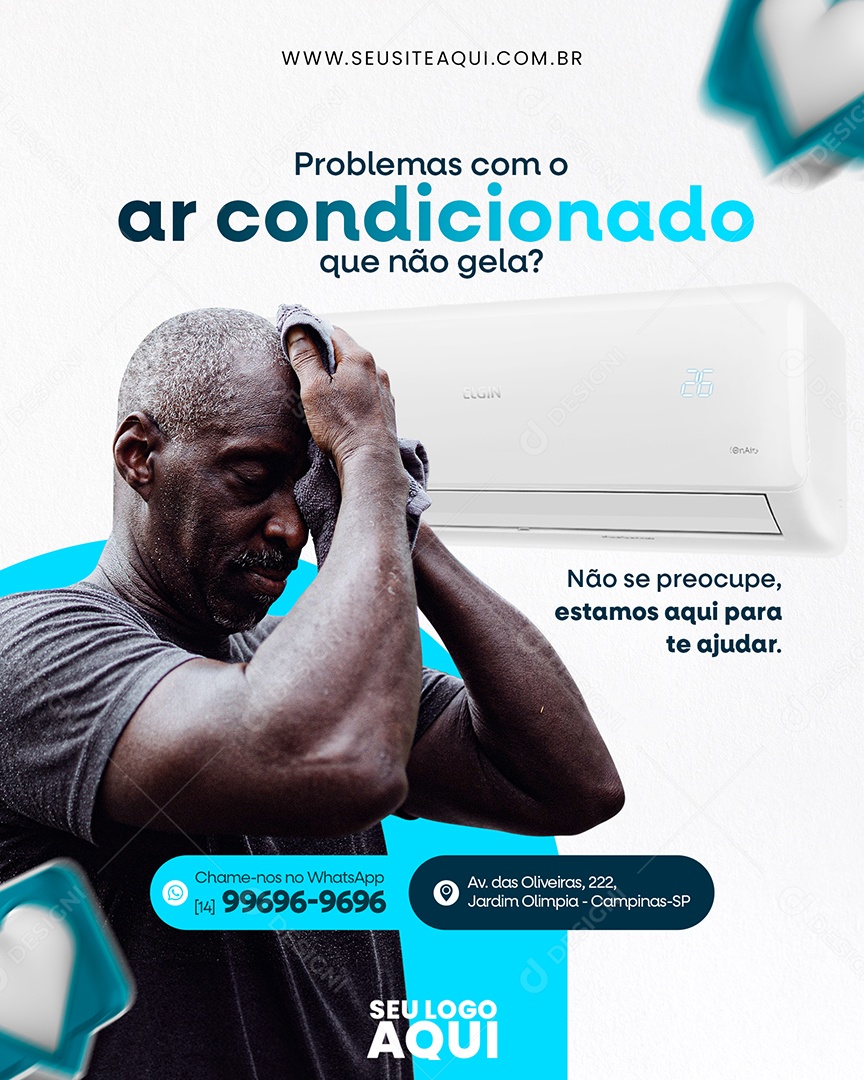 Problemas com o Ar Condicionado que Não Gela Social Media PSD Editável