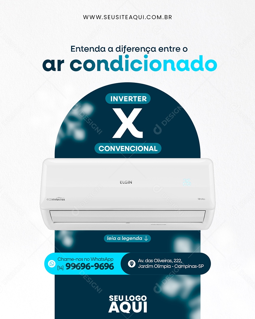 Ar Condicionado Entenda a Diferença entre o Inverter x Convencional Social Media PSD Editável