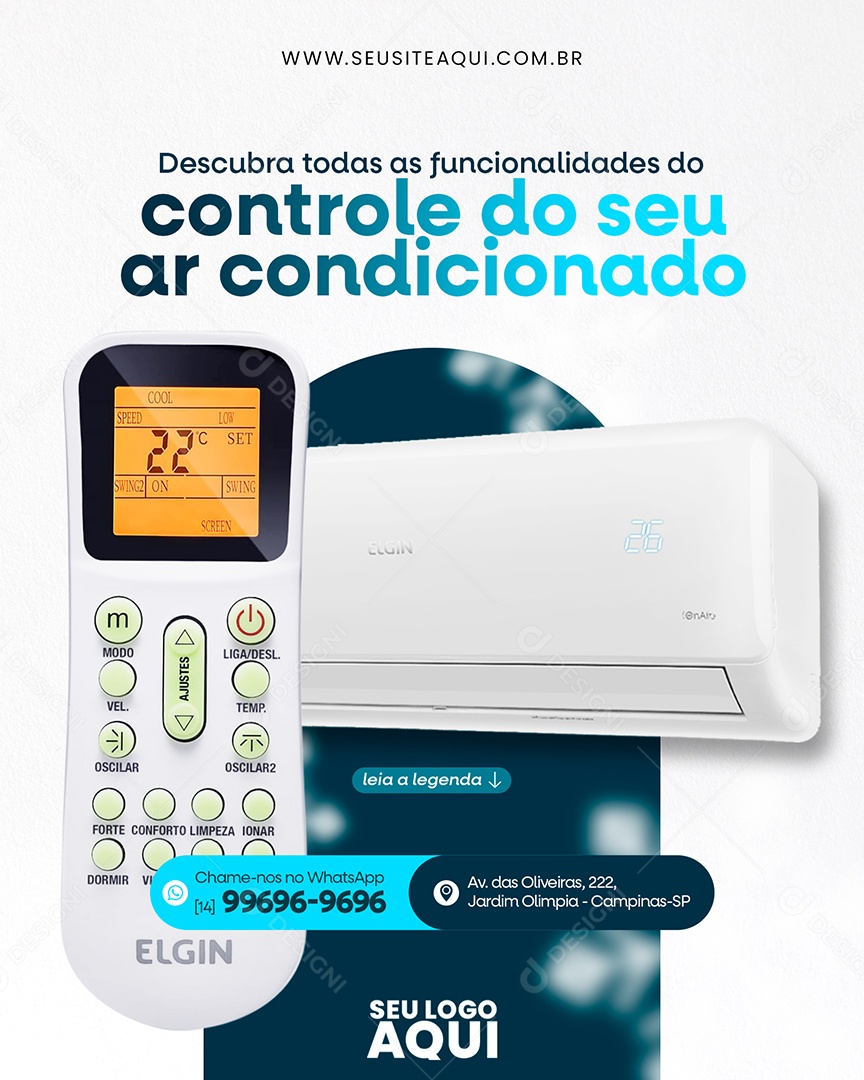 Descubra Todas as Funcionalidades do Controle do Seu Ar Condicionado Social Media PSD Editável