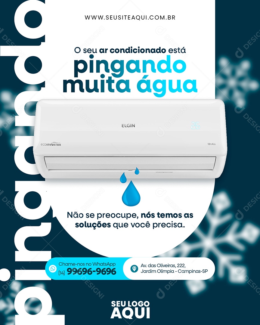 O seu Ar Condicionado Está Pingando muita Água Social Media PSD Editável