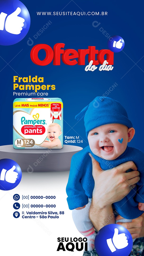 Story Farmácia Oferta do Dia Fralda Pampers Premium Care M Social Media PSD Editável