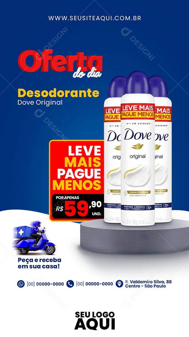Story Farmácia Oferta do Dia Desodorante Dove Original Social Media PSD Editável