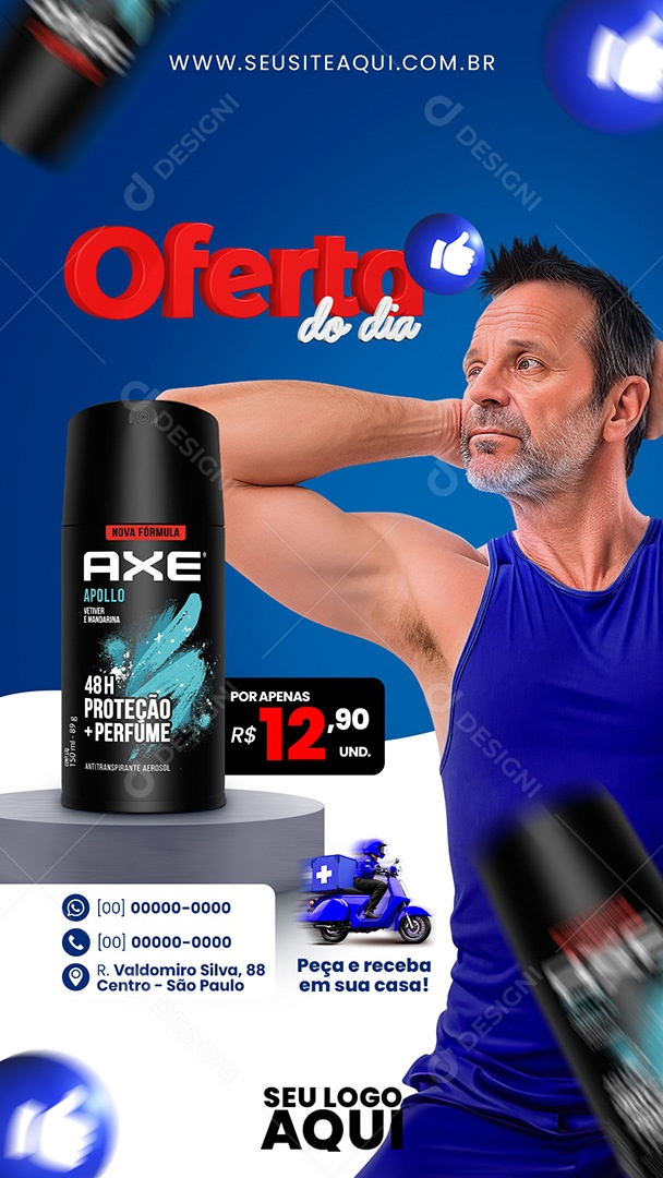 Story Farmácia Oferta do Dia Proteção + Perfume por apenas 12,90 Social Media PSD Editável