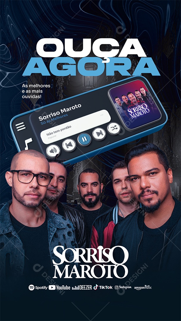 Sorriso Maroto Ouça Agora Social Media PSD Editável