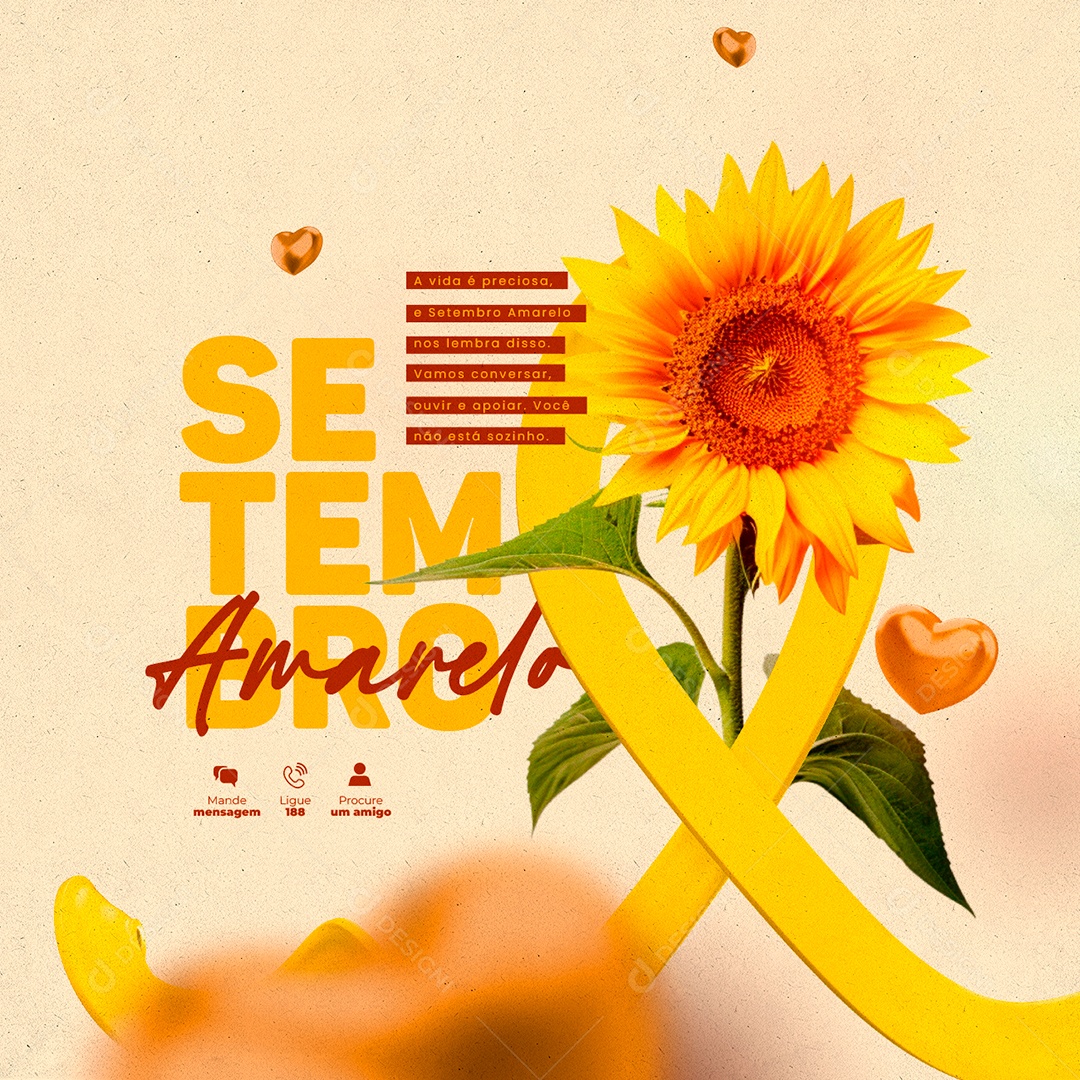 Setembro Amarelo A Vida é Preciosa Social Media PSD Editável