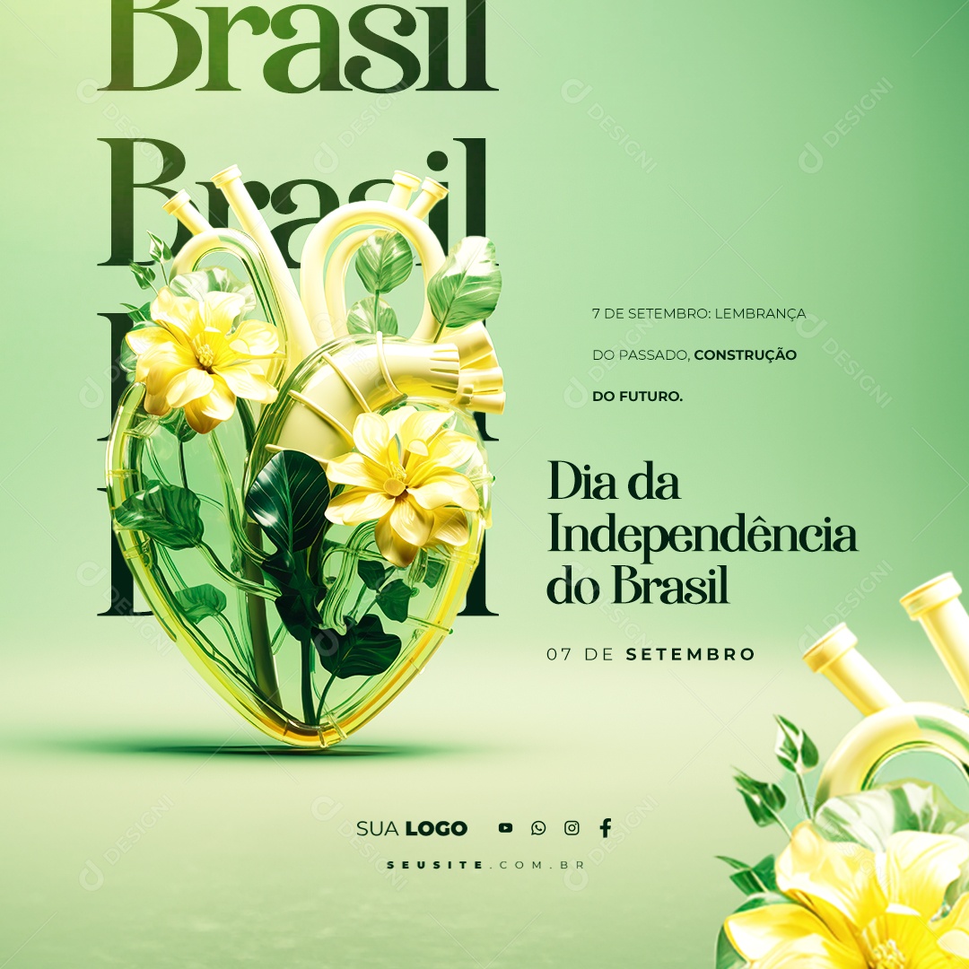 Dia Da Independência do Brasil Lembrança do Passado Construção Do Futuro Social Media PSD Editável