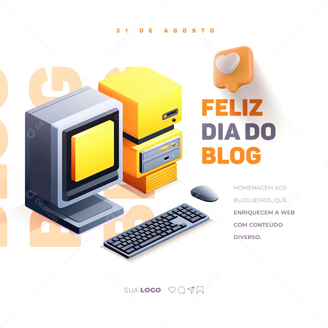 Feliz Dia Do Blog 31 de Agosto Social Media PSD Editáve