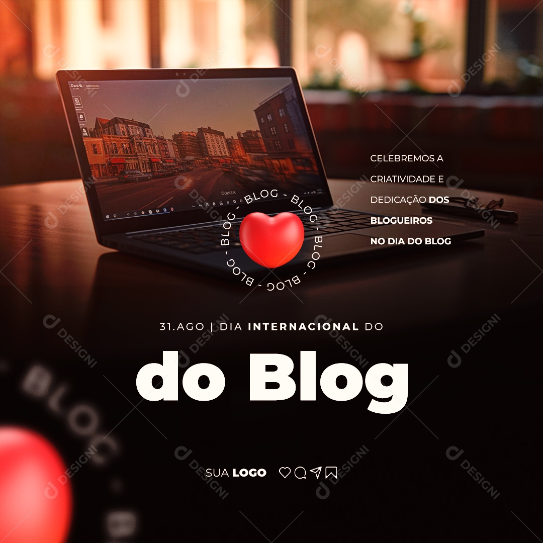 Dia Internacional Do Blog Celebremos a Criatividade e Dedicação Social Media PSD Editável
