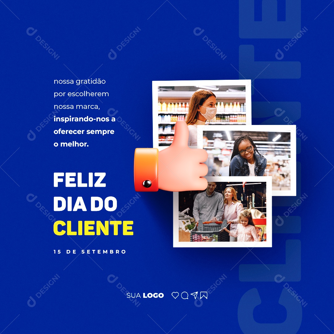 Feliz Dia Do Cliente Nossa Gratidão por Escolherem nossa Marca Social Media PSD Editável