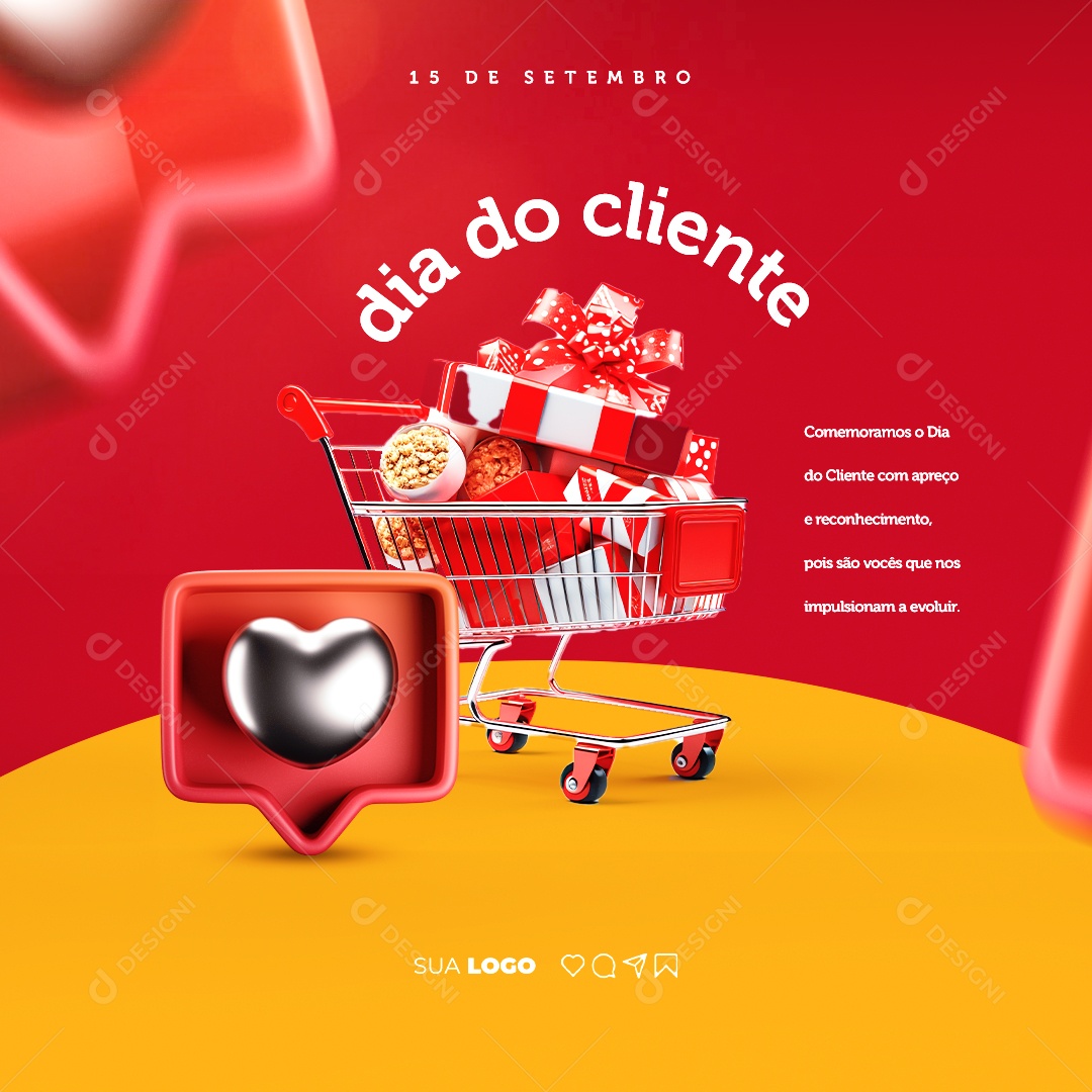 Dia Do Cliente 15 de Setembro Apreço e Reconhecimento Social Media PSD Editável