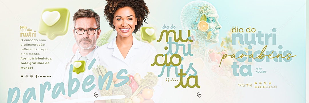 Carrossel Feliz Dia Do Nutricionista O Cuidado com a Alimentação Social Media PSD Editável