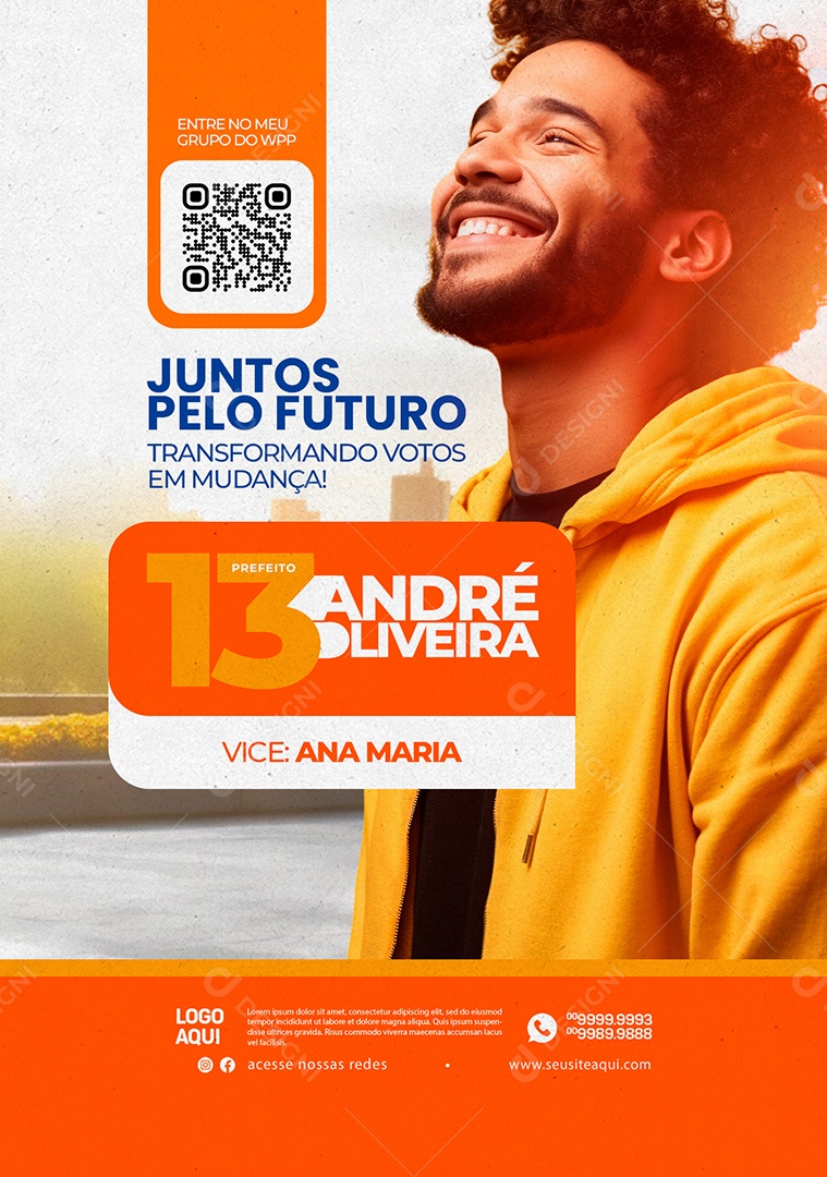 Política Juntos Pelo Futuro Prefeito André Oliveira Social Media PSD Editável