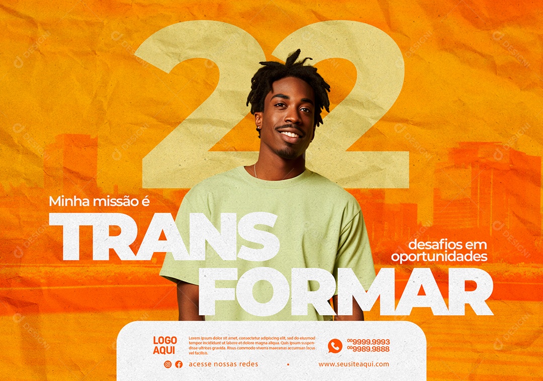 Banner Política Minha Missão é Transformar Desafios em Oportunidades Social Media PSD Editável