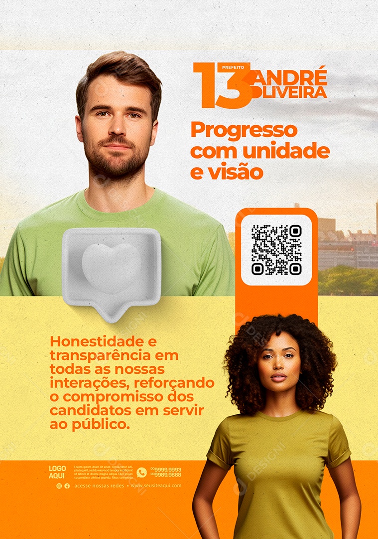 Política Progresso com Unidade e Visão Prefeito Social Media PSD Editável