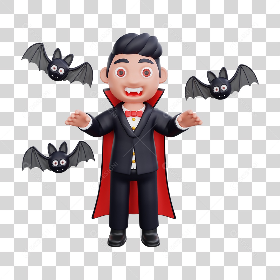 Elemento 3D Vampiros Dia das Bruxas PNG Transparente